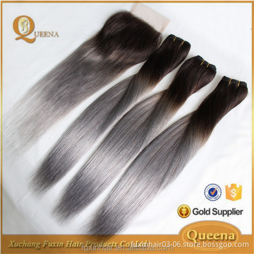 Human Hair Weaving Wig Non-remy Hair Silky Straight Wave Machine Grey Silver Brazilian Hair Extension Tangle Free ,no Shedding